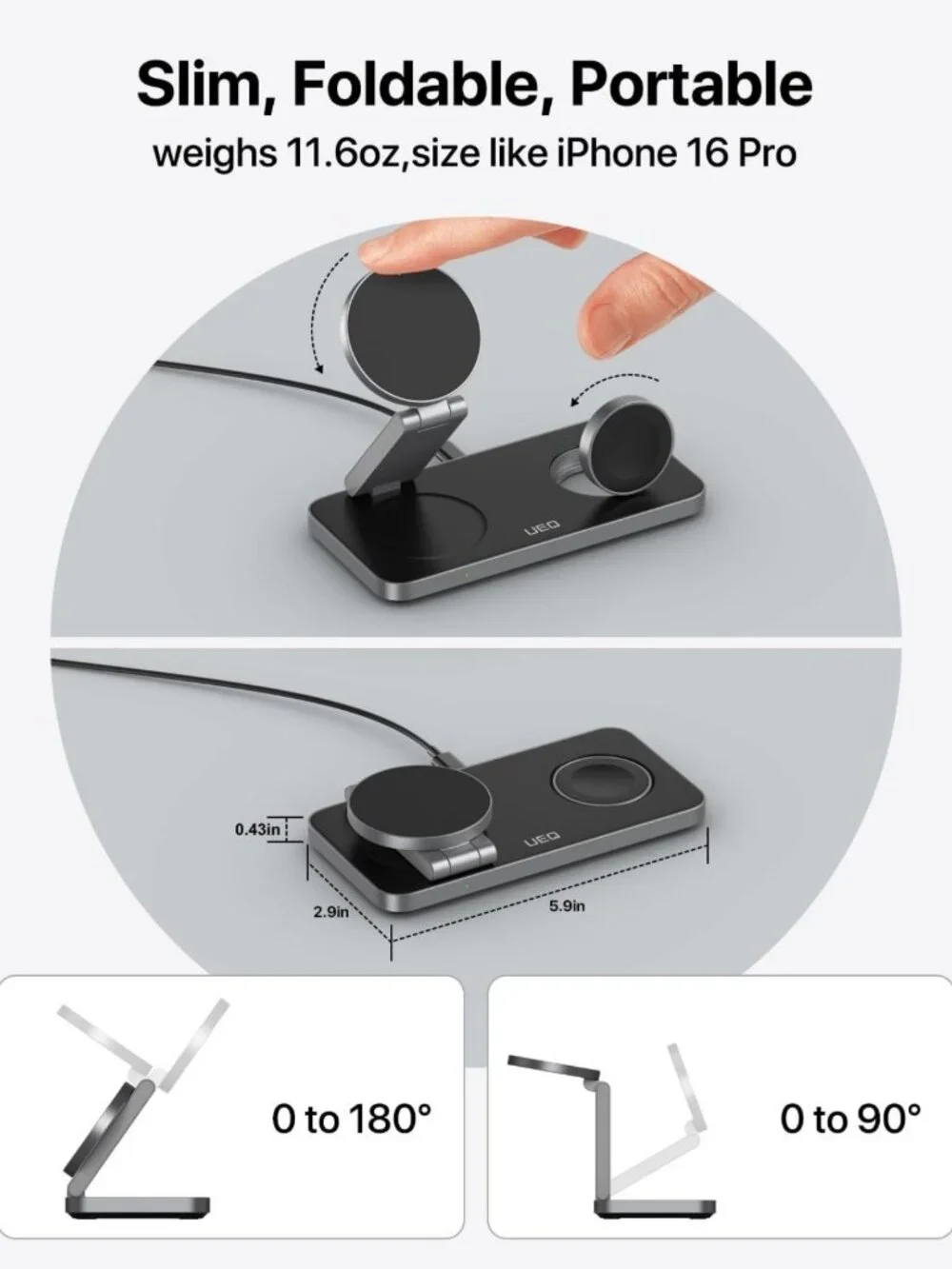 3-in-1 Foldable Wireless Charging Station for iPhone, AirPods & Apple Watch
